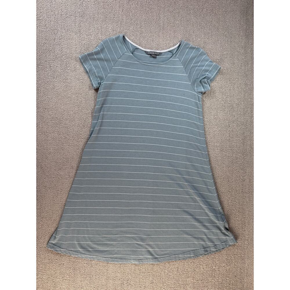 Free Fly Apparel Dockside Striped T-Shirt Dress Bamboo Casual Leisure Small‎
